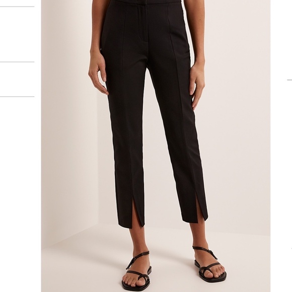 Anthropologie x Adrianna Papell Crop Pants Pull-on Front slit hem Black Sz 4 - Picture 1 of 16